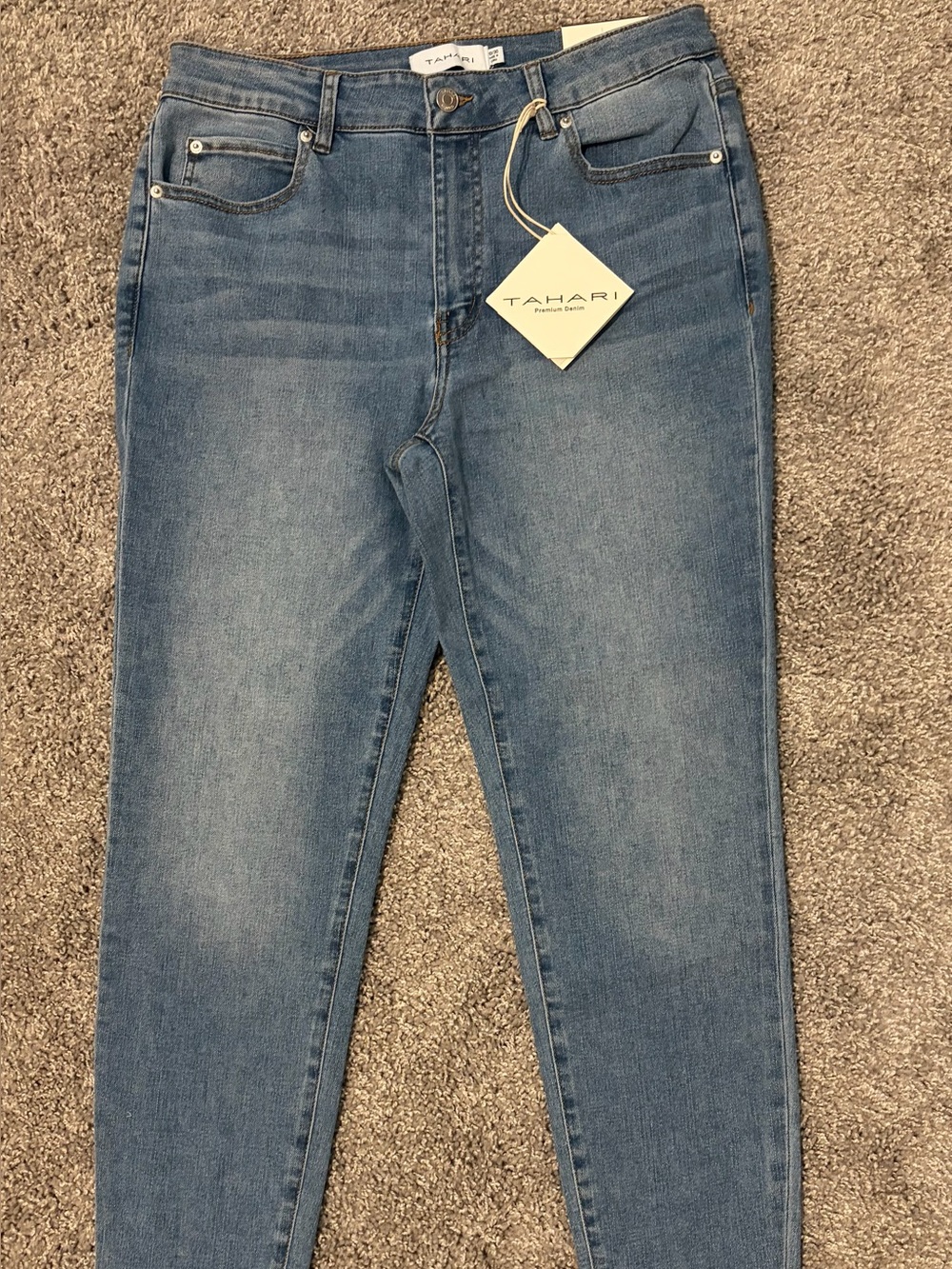 Tahari Heritage Soho NWT Midrise Ankle Length Slate Blue Skinny Jeans 10/30